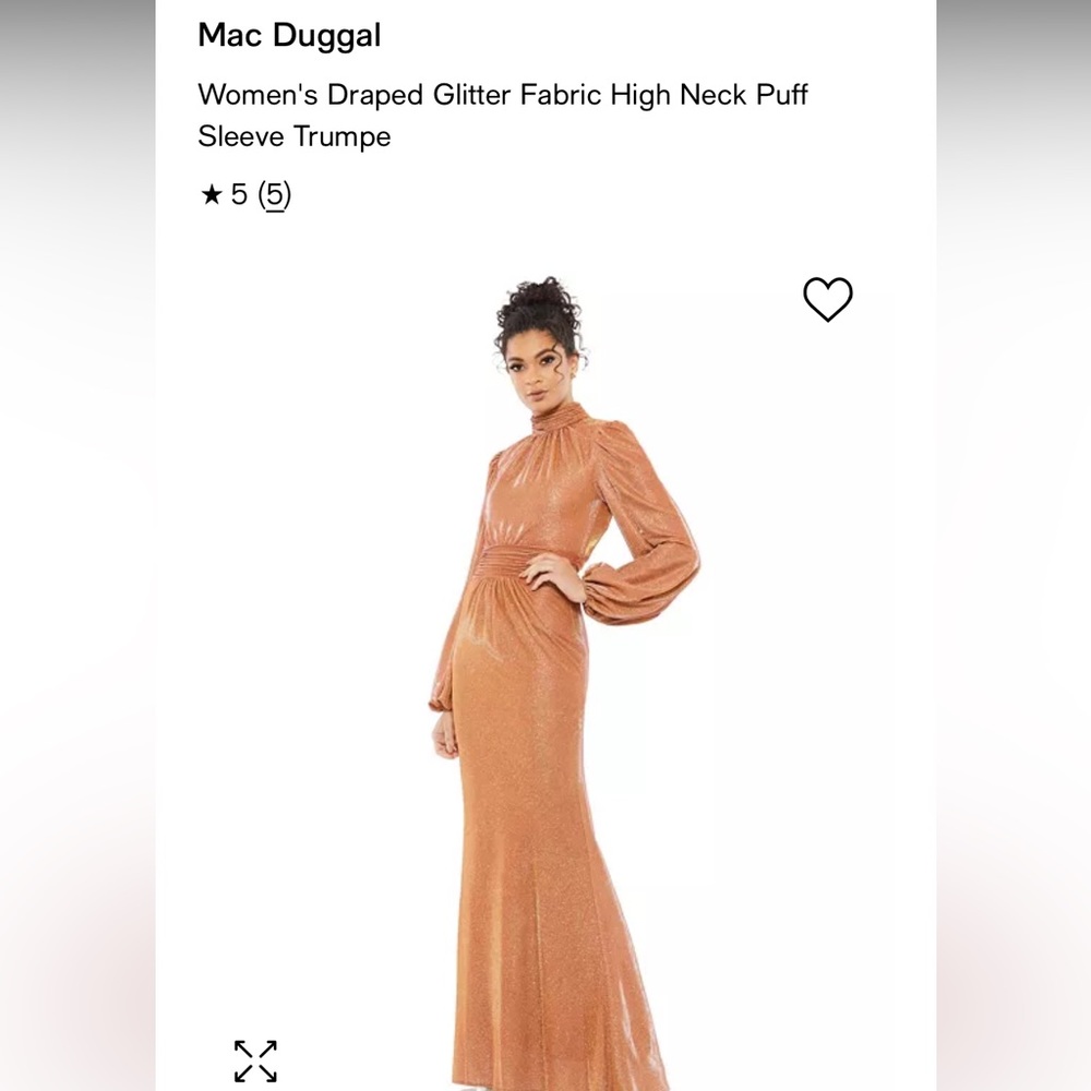 Mac Duggal Women's Draped Glitter Fabric High Neck Puff
Sleeve Trumpe size 12